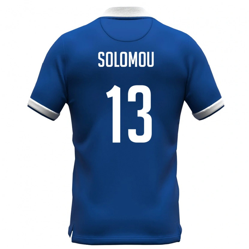 DanxenメンズキプロスMichail Solomou#13ロイヤルブルー 白ホームシャツ26-28ジャージーユニフォーム