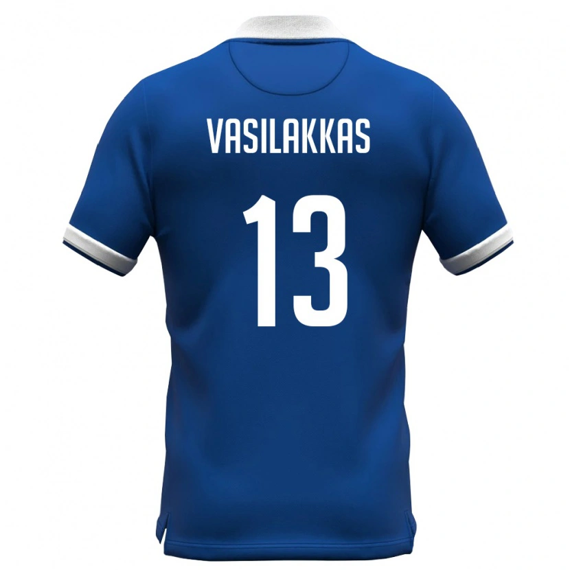 DanxenメンズキプロスVasilis Vasilakkas#13ロイヤルブルー 白ホームシャツ26-28ジャージーユニフォーム