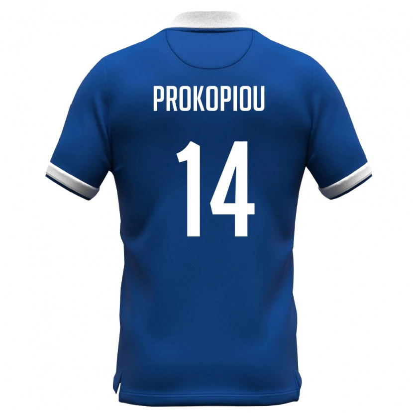 DanxenメンズキプロスAlexandros Prokopiou#14ロイヤルブルー 白ホームシャツ26-28ジャージーユニフォーム