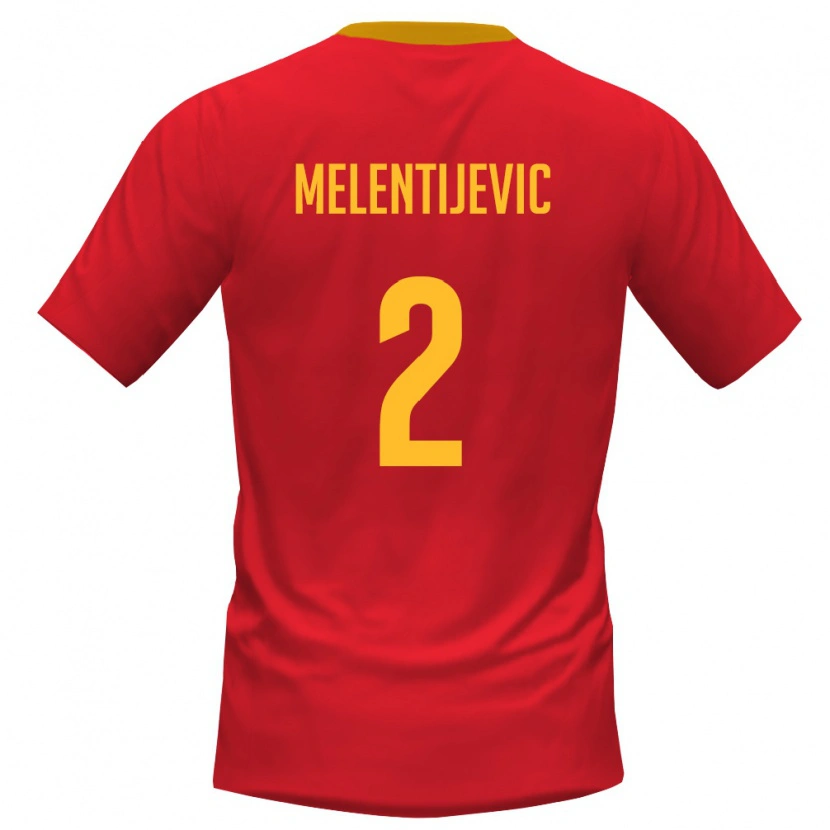 DanxenメンズモンテネグロStefan Melentijevic#2赤 黄ホームシャツ26-28ジャージーユニフォーム