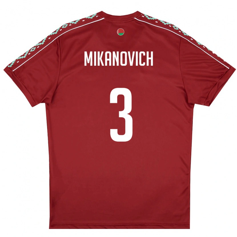 DanxenメンズベラルーシErik Mikanovich#3ディープレッド 白ホームシャツ26-28ジャージーユニフォーム