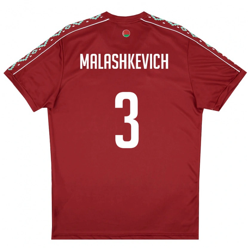 DanxenメンズベラルーシDmitriy Malashkevich#3ディープレッド 白ホームシャツ26-28ジャージーユニフォーム