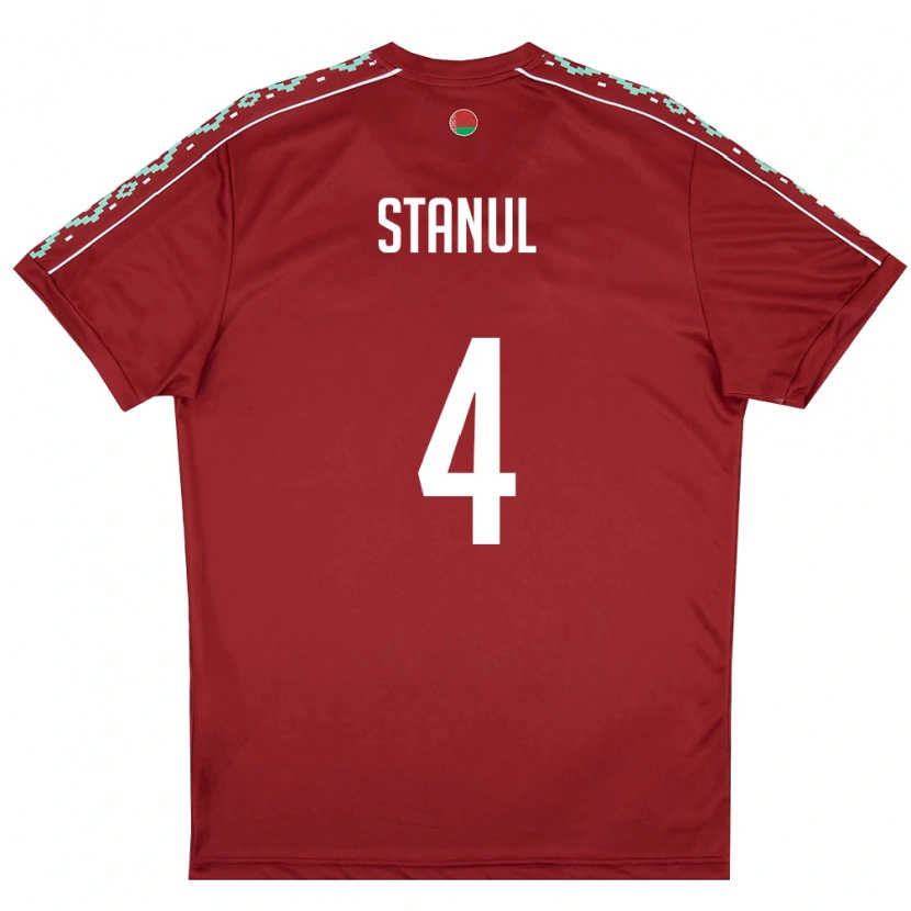 DanxenメンズベラルーシArseniy Stanul#4ディープレッド 白ホームシャツ26-28ジャージーユニフォーム