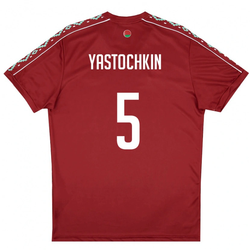 DanxenメンズベラルーシAnatoliy Yastochkin#5ディープレッド 白ホームシャツ26-28ジャージーユニフォーム