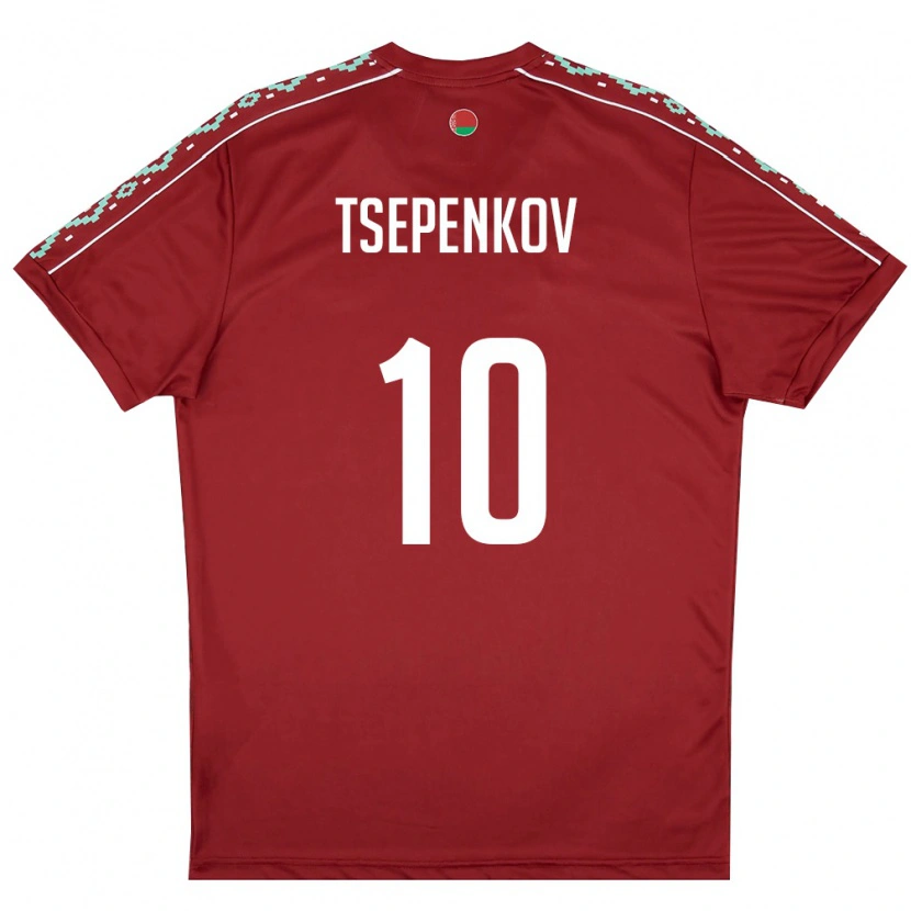 DanxenメンズベラルーシKirill Tsepenkov#10ディープレッド 白ホームシャツ26-28ジャージーユニフォーム