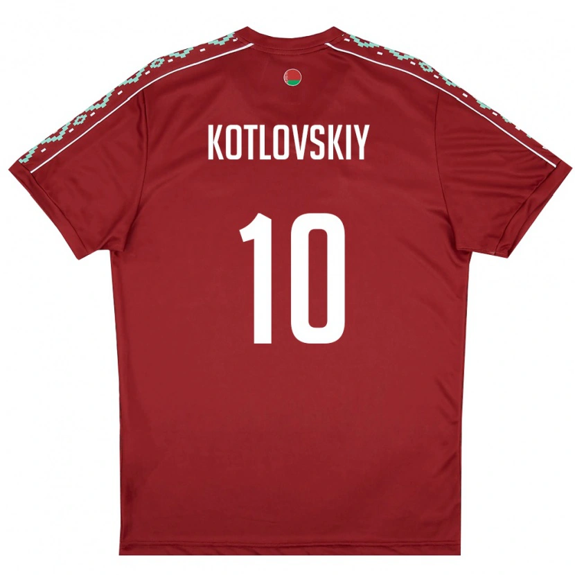 DanxenメンズベラルーシMakar Kotlovskiy#10ディープレッド 白ホームシャツ26-28ジャージーユニフォーム