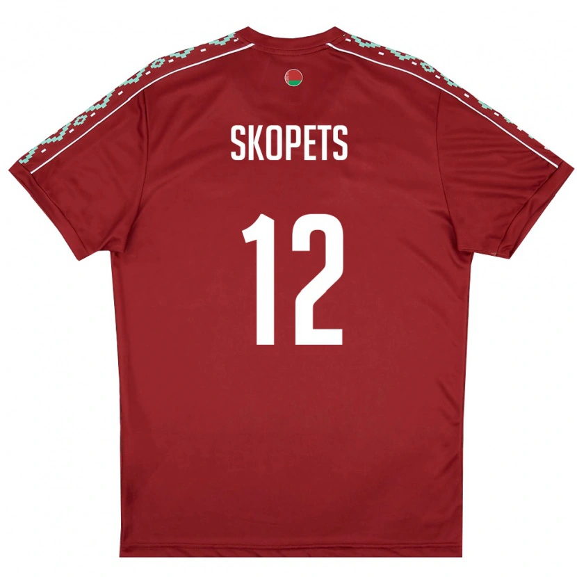 DanxenメンズベラルーシArseniy Skopets#12ディープレッド 白ホームシャツ26-28ジャージーユニフォーム