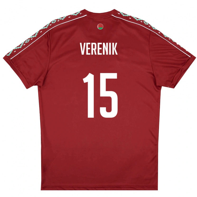 DanxenメンズベラルーシVladislav Verenik#15ディープレッド 白ホームシャツ26-28ジャージーユニフォーム