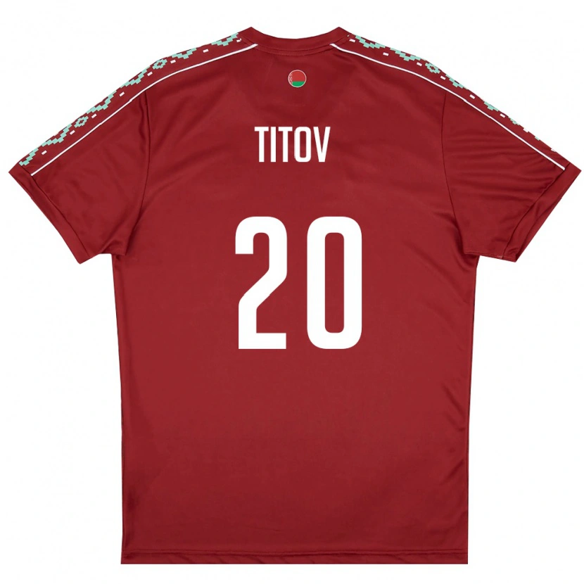DanxenメンズベラルーシMarat Titov#20ディープレッド 白ホームシャツ26-28ジャージーユニフォーム