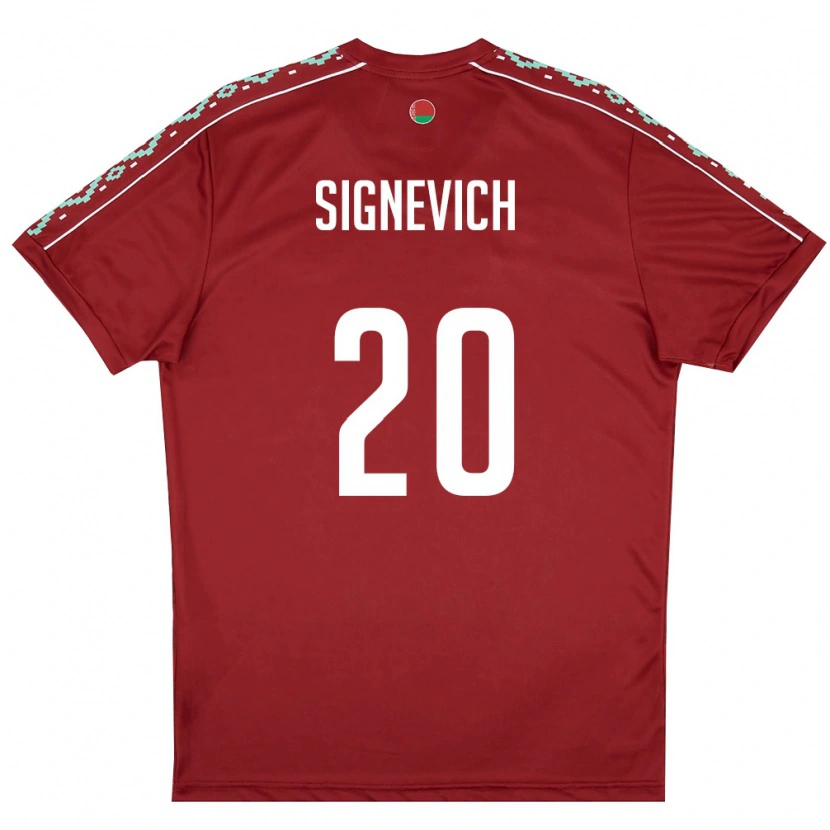 DanxenメンズベラルーシZakhar Signevich#20ディープレッド 白ホームシャツ26-28ジャージーユニフォーム