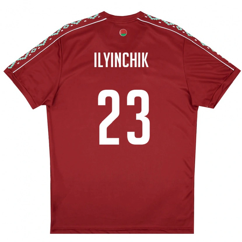 DanxenメンズベラルーシDaniil Ilyinchik#23ディープレッド 白ホームシャツ26-28ジャージーユニフォーム