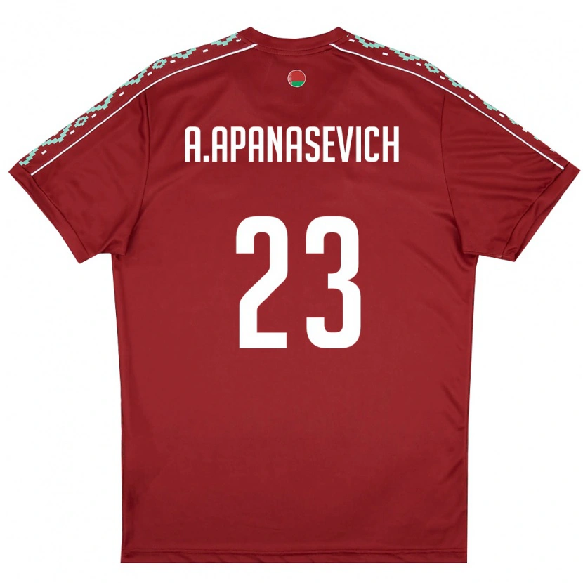 DanxenメンズベラルーシAleksey Apanasevich#23ディープレッド 白ホームシャツ26-28ジャージーユニフォーム
