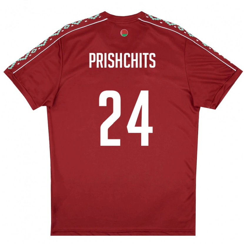 DanxenメンズベラルーシDaniil Prishchits#24ディープレッド 白ホームシャツ26-28ジャージーユニフォーム
