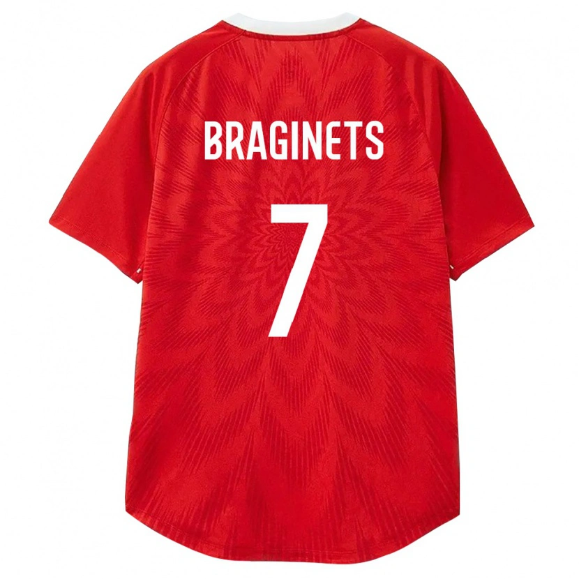DanxenメンズロシアAleksandr Braginets#7赤 白 茶ホームシャツ26-28ジャージーユニフォーム