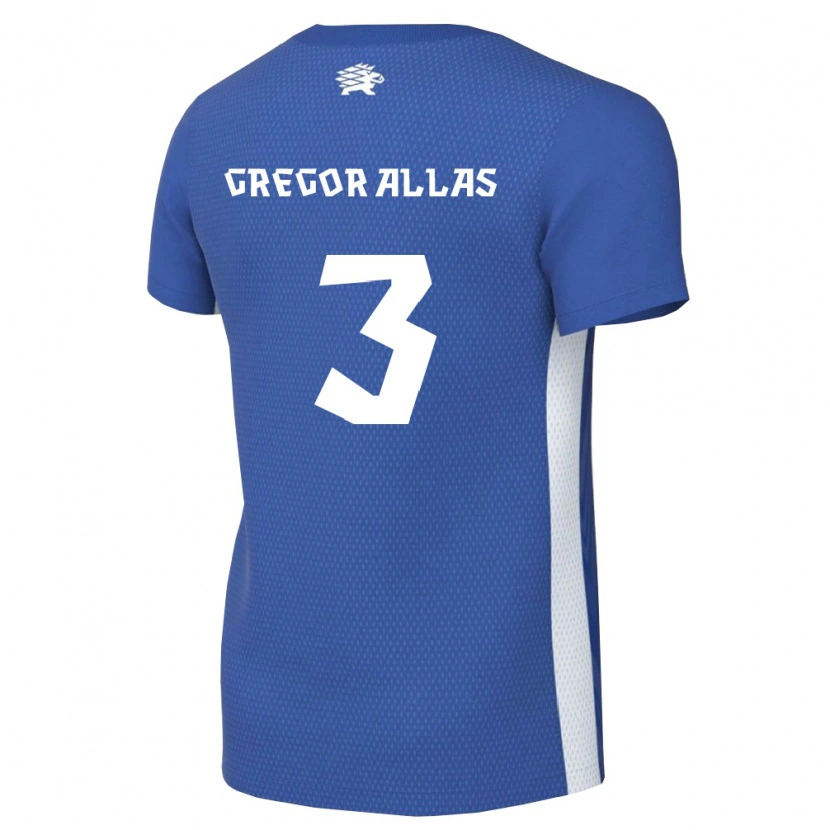 DanxenメンズエストニアJohann Gregor Allas#3ダークブルー 白ホームシャツ26-28ジャージーユニフォーム
