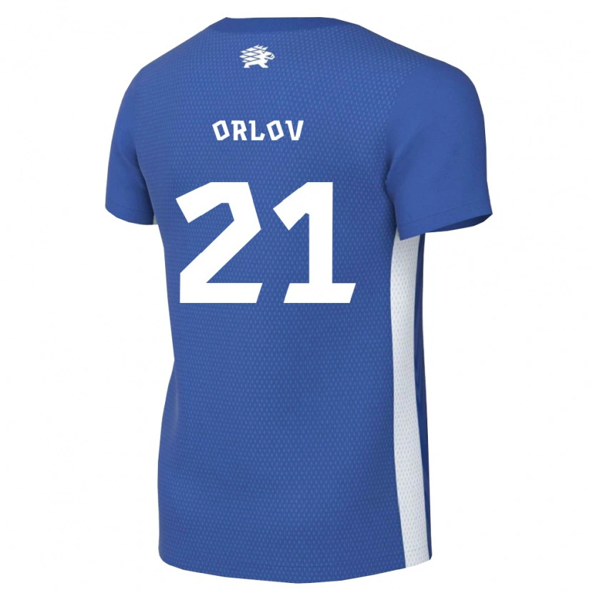 DanxenメンズエストニアMihhail Orlov#21ダークブルー 白ホームシャツ26-28ジャージーユニフォーム