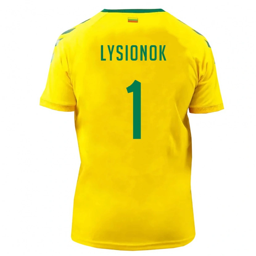 DanxenメンズリトアニアErnestas Lysionok#1黄 緑ホームシャツ26-28ジャージーユニフォーム