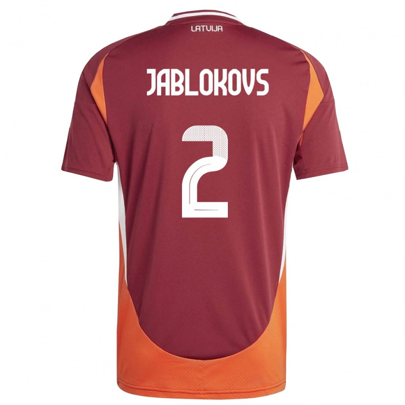 DanxenメンズラトビアRoberts Jablokovs#2ディープレッド 白 オレンジホームシャツ26-28ジャージーユニフォーム