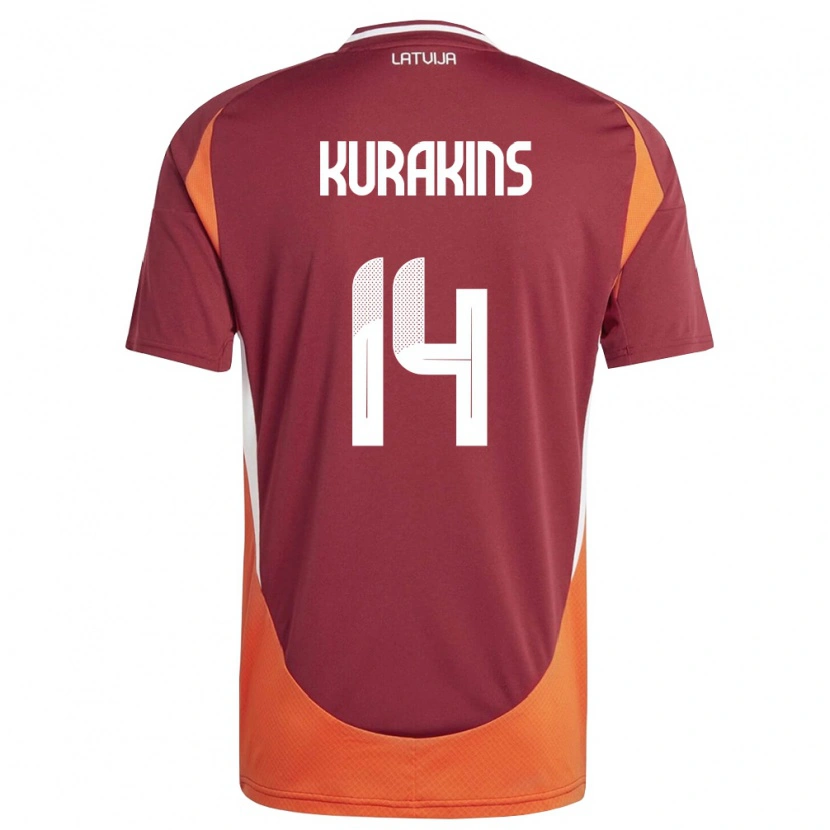 DanxenメンズラトビアAdrians Kurakins#14ディープレッド 白 オレンジホームシャツ26-28ジャージーユニフォーム