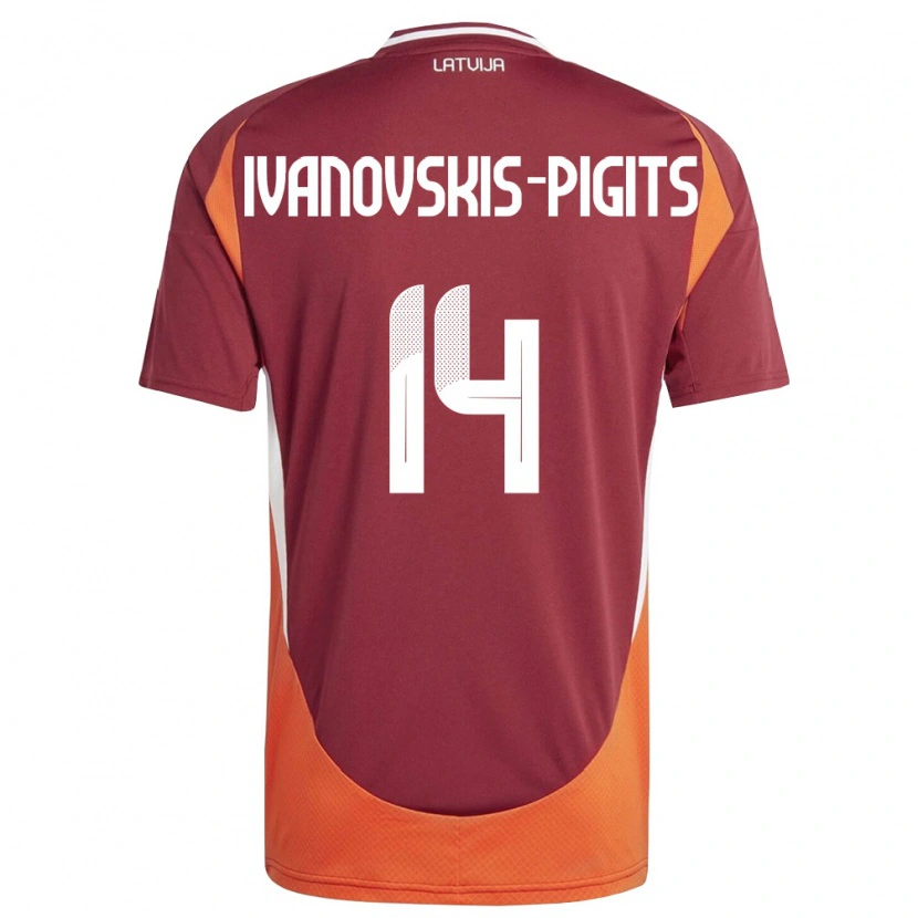 DanxenメンズラトビアErnests Ivanovskis-Pigits#14ディープレッド 白 オレンジホームシャツ26-28ジャージーユニフォーム