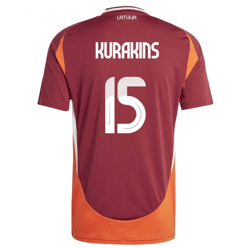 DanxenメンズラトビアDavids Kurakins#15ディープレッド 白 オレンジホームシャツ26-28ジャージーユニフォーム