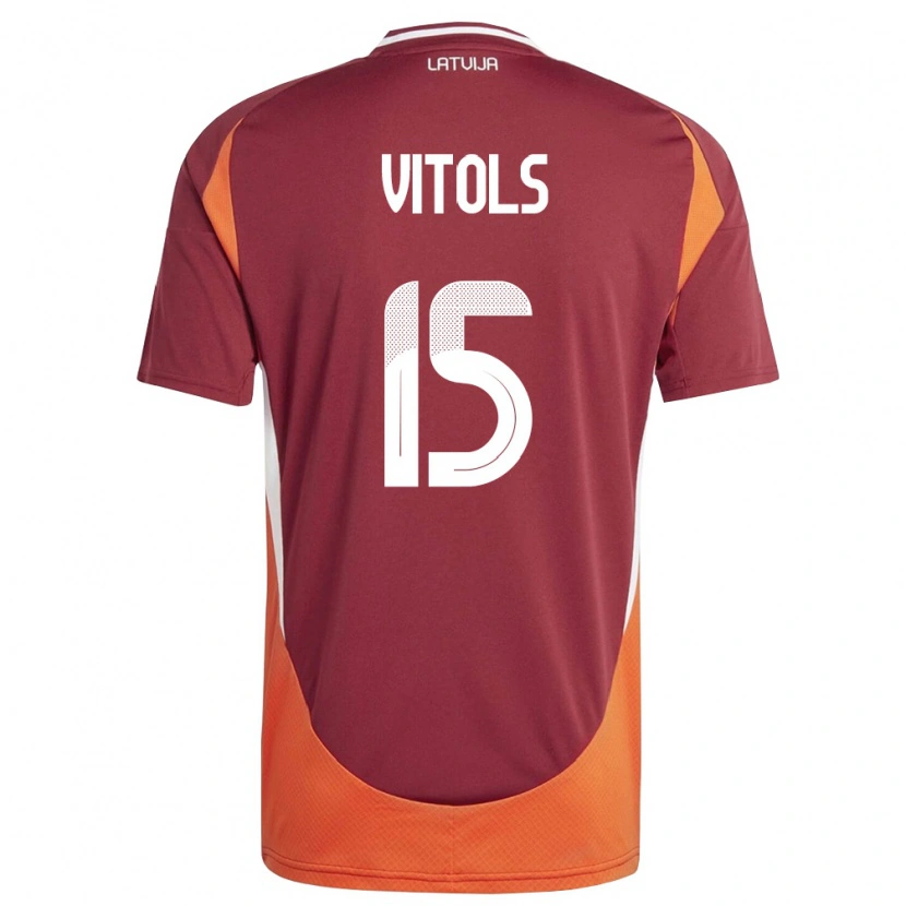 DanxenメンズラトビアRauls Vitols#15ディープレッド 白 オレンジホームシャツ26-28ジャージーユニフォーム