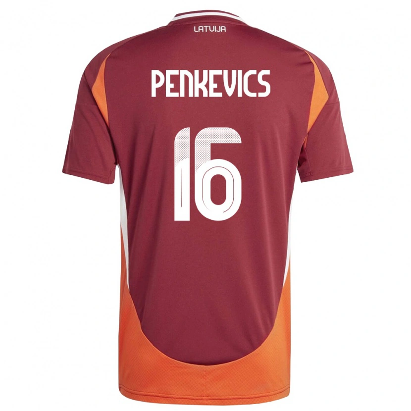 DanxenメンズラトビアKristers Penkevics#16ディープレッド 白 オレンジホームシャツ26-28ジャージーユニフォーム