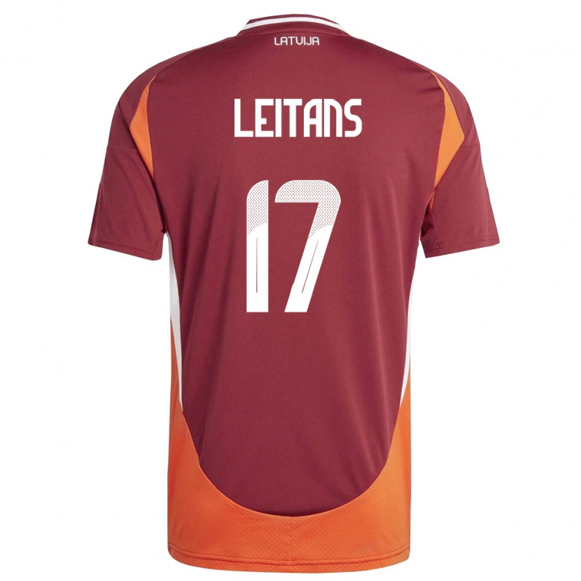 DanxenメンズラトビアGustavs Leitans#17ディープレッド 白 オレンジホームシャツ26-28ジャージーユニフォーム