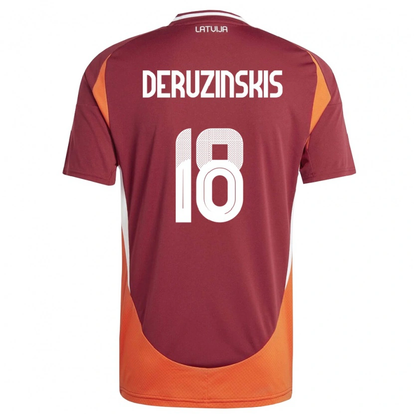DanxenメンズラトビアRuslans Deruzinskis#18ディープレッド 白 オレンジホームシャツ26-28ジャージーユニフォーム