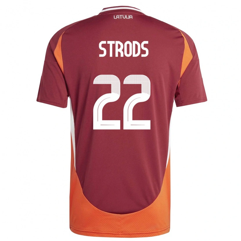 DanxenメンズラトビアMarkuss Strods#22ディープレッド 白 オレンジホームシャツ26-28ジャージーユニフォーム
