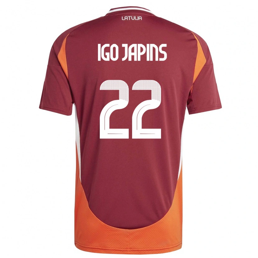 DanxenメンズラトビアHenrijs Igo Japins#22ディープレッド 白 オレンジホームシャツ26-28ジャージーユニフォーム