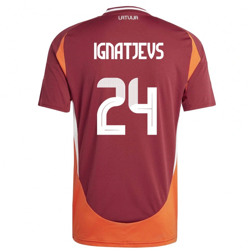 DanxenメンズラトビアDenis Ignatjevs#24ディープレッド 白 オレンジホームシャツ26-28ジャージーユニフォーム