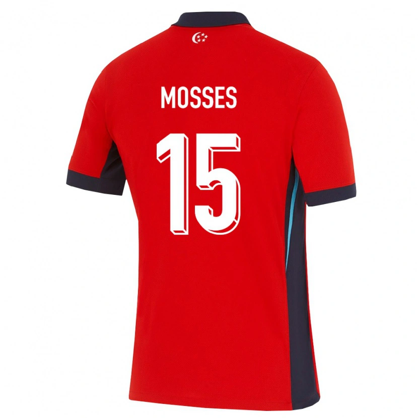 DanxenメンズシンガポールMarcus Mosses#15赤 白 黒ホームシャツ26-28ジャージーユニフォーム