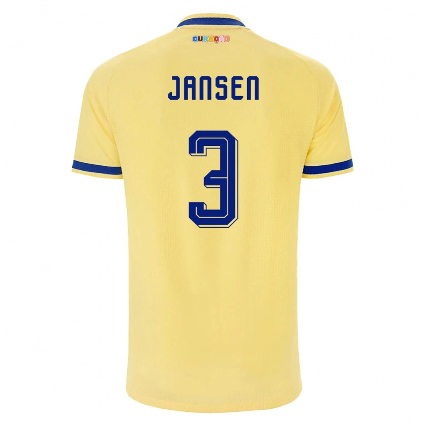 Danxenメンズキュラソー島Mart Jansen#3黄 紺 ピンクアウェイシャツ26-28ジャージーユニフォーム