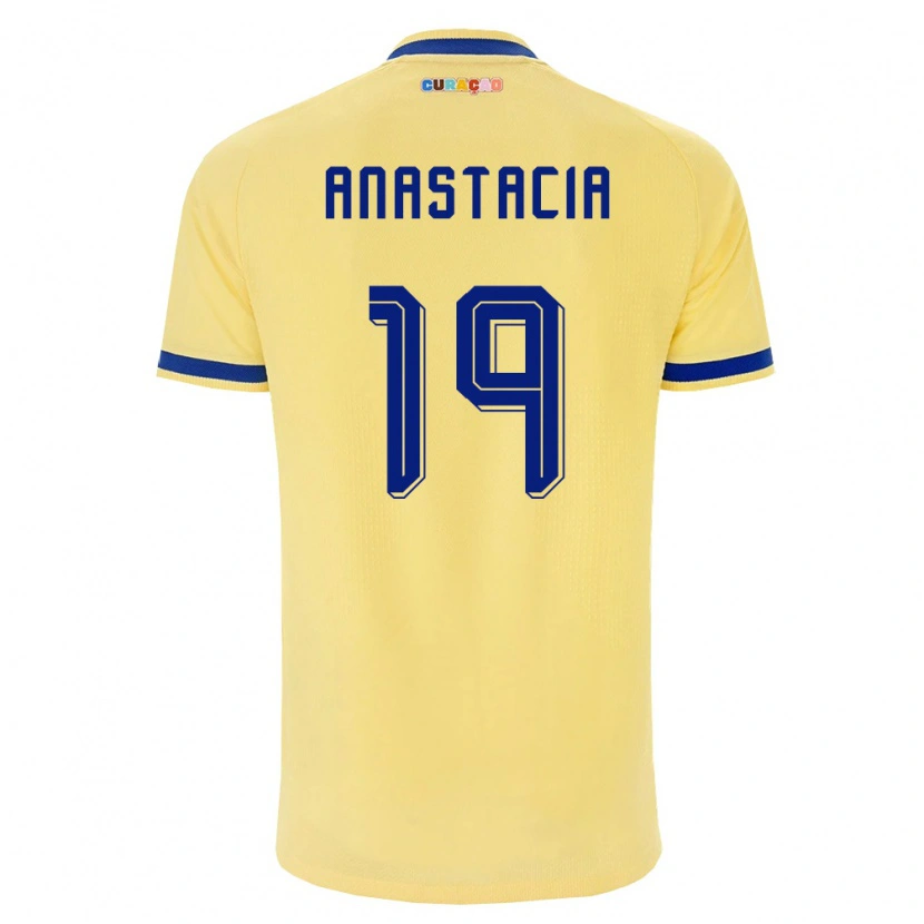 Danxenメンズキュラソー島D'shawn Anastacia#19黄 紺 ピンクアウェイシャツ26-28ジャージーユニフォーム