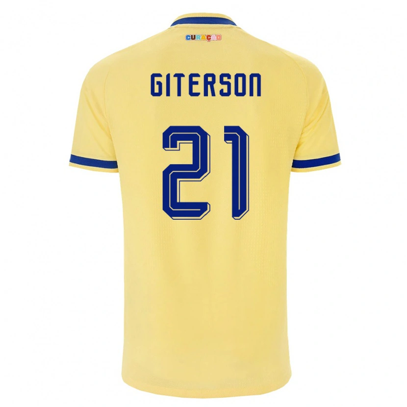 Danxenメンズキュラソー島Jurvensly Giterson#21黄 紺 ピンクアウェイシャツ26-28ジャージーユニフォーム