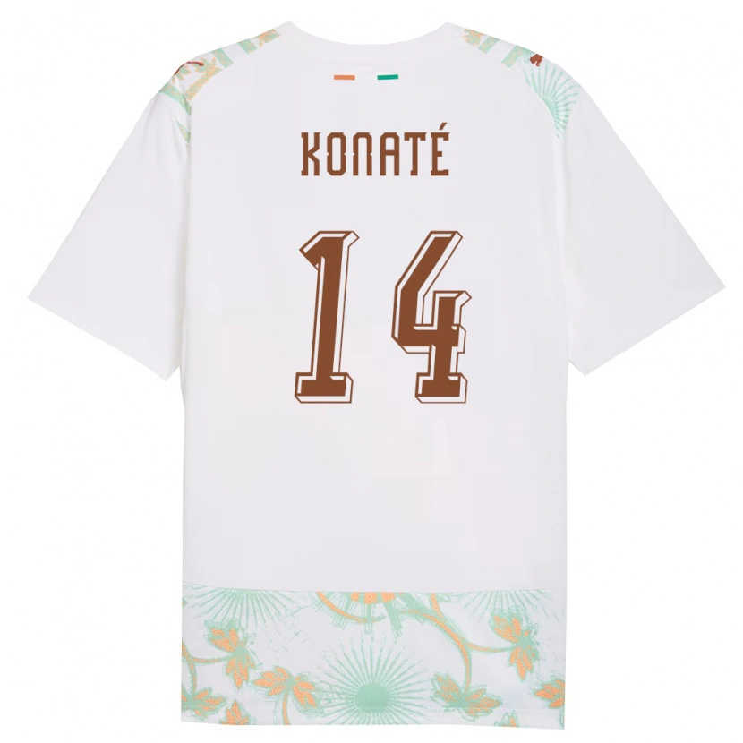 DanxenメンズコートジボワールAbdramane Konaté#14白 オレンジ 緑アウェイシャツ26-28ジャージーユニフォーム