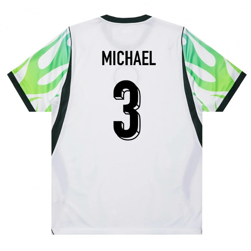 DanxenメンズナイジェリアEmmanuel Michael#3白 緑アウェイシャツ26-28ジャージーユニフォーム