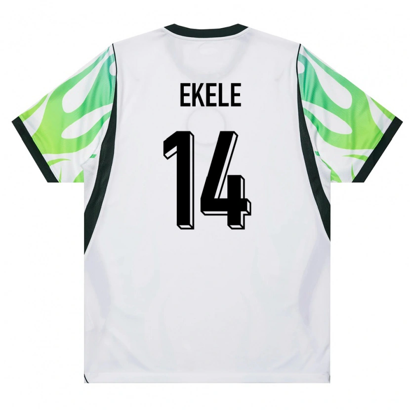 DanxenメンズナイジェリアEmmanuel Ekele#14白 緑アウェイシャツ26-28ジャージーユニフォーム
