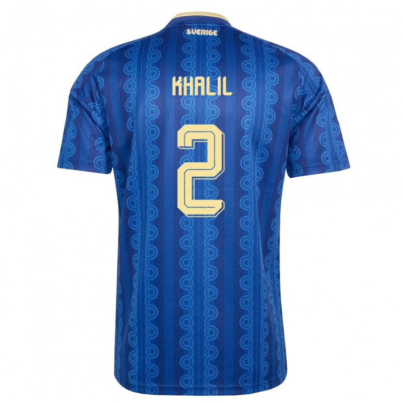 DanxenメンズスウェーデンElias Khalil#2青 紺 黄アウェイシャツ26-28ジャージーユニフォーム