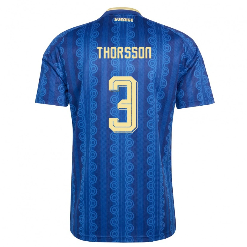 DanxenメンズスウェーデンHampus Thorsson#3青 紺 黄アウェイシャツ26-28ジャージーユニフォーム