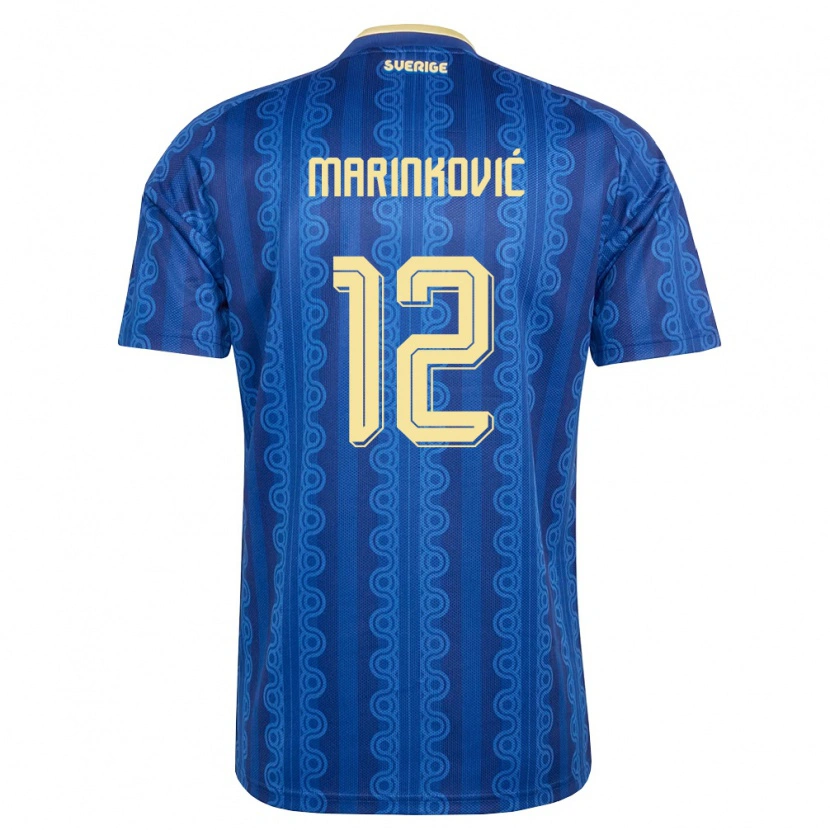 DanxenメンズスウェーデンKristan Marinković#12青 紺 黄アウェイシャツ26-28ジャージーユニフォーム