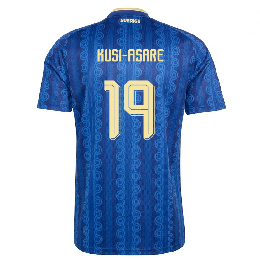 DanxenメンズスウェーデンJonah Kusi-Asare#19青 紺 黄アウェイシャツ26-28ジャージーユニフォーム