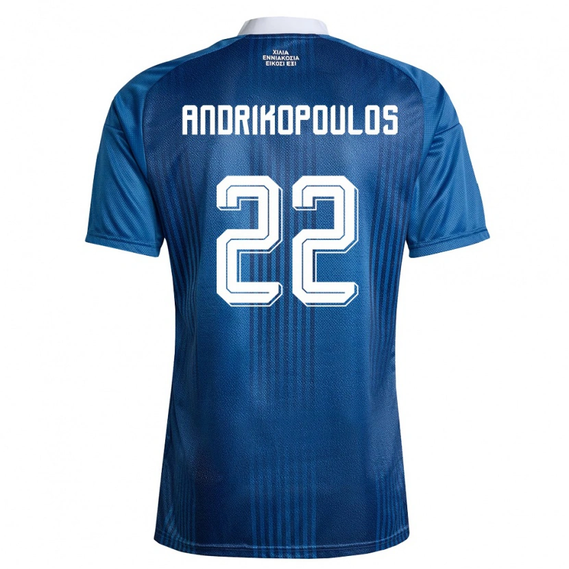 DanxenメンズギリシャAngelos Andrikopoulos#22紺 青 白アウェイシャツ26-28ジャージーユニフォーム