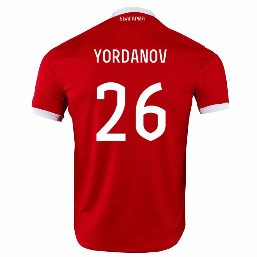 DanxenメンズブルガリアTonislav Yordanov#26赤 白アウェイシャツ26-28ジャージーユニフォーム