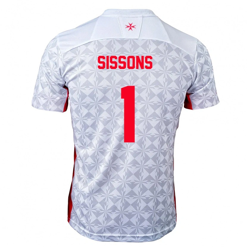 DanxenメンズマルタJames Sissons#1灰 白 赤アウェイシャツ26-28ジャージーユニフォーム