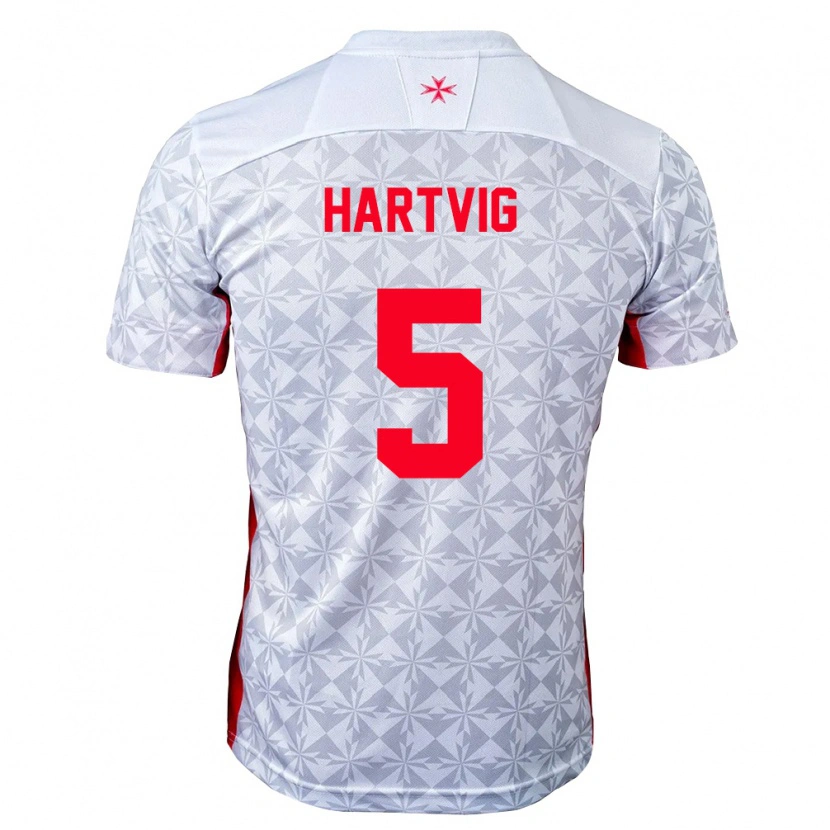DanxenメンズマルタZachary Hartvig#5灰 白 赤アウェイシャツ26-28ジャージーユニフォーム