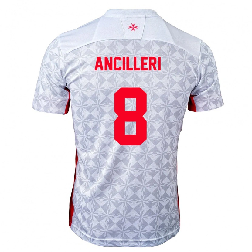 DanxenメンズマルタMattiaz Ancilleri#8灰 白 赤アウェイシャツ26-28ジャージーユニフォーム