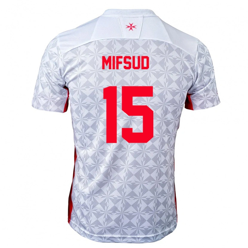 DanxenメンズマルタLeon Mifsud#15灰 白 赤アウェイシャツ26-28ジャージーユニフォーム