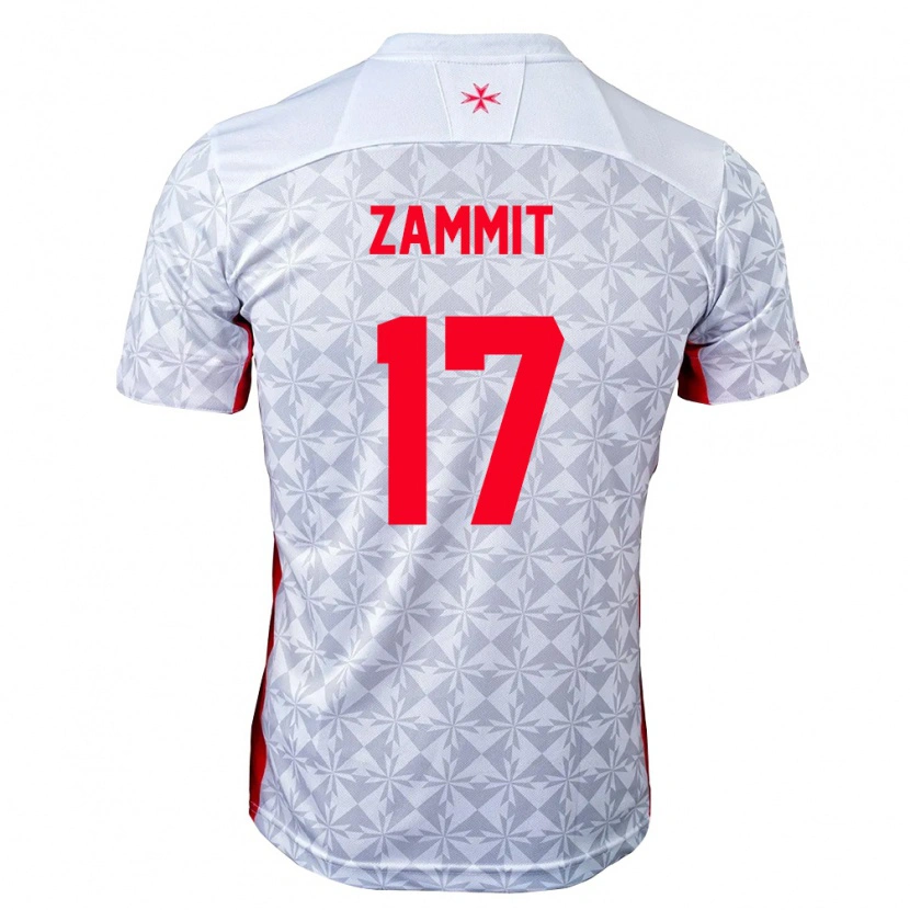 DanxenメンズマルタAndrea Zammit#17灰 白 赤アウェイシャツ26-28ジャージーユニフォーム